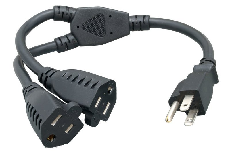 Cablelera Power Cord Extension and Splitter, NEMA 5-15P to NEMA 5-15R x 2, 16 AWG, 13A, 125V (ZWACPQAG-14) Black - Image 1